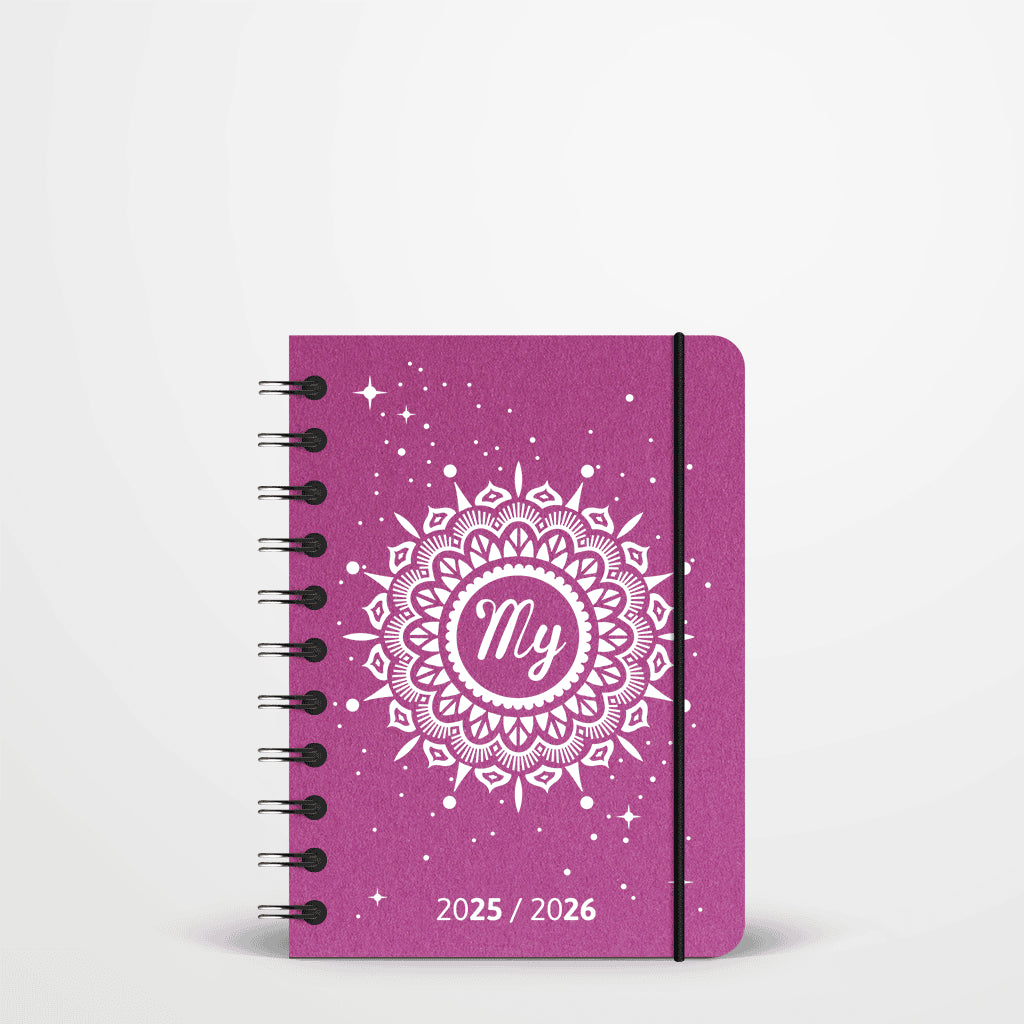 Agenda scolaire 2025 / 2026 - Poche A6 spirale: Fuchsia